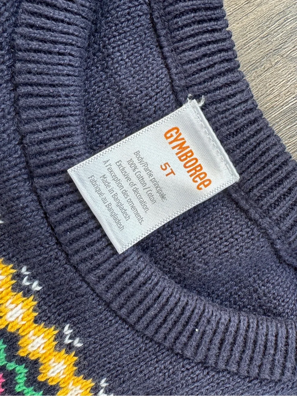 Gymboree 5T Navy Knit Dress with Back-to-School Motifs